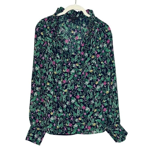 J. Crew Ruffle Top w Cami Size Medium Floral Garden Drapey Tie-Neck - Picture 1 of 10